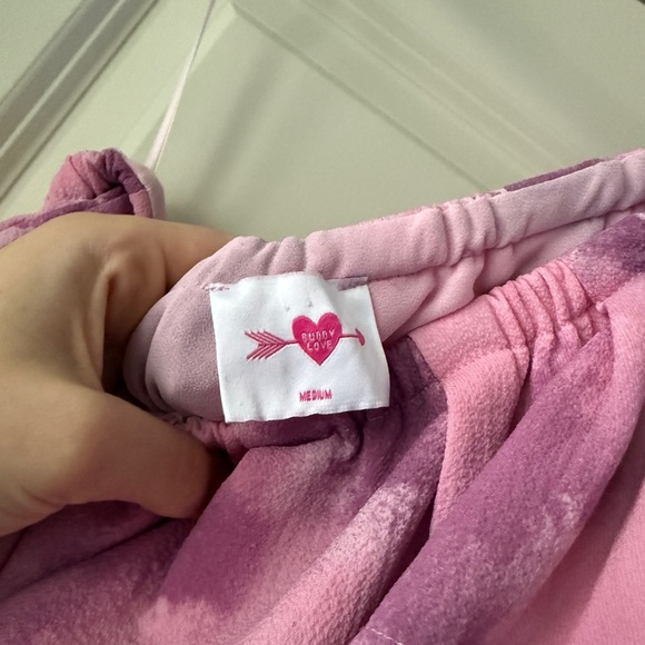 BUDDY LOVE One Shoulder Dress Pink Purple Tie Dye Ruffled Boutique Mini Dress M - Picture 3 of 6